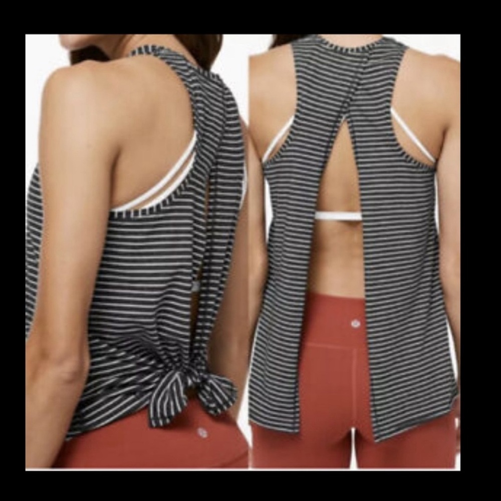 Lululemon All Tied Up Tank top - modern striped heathered black and white - 4